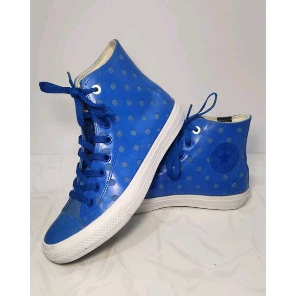Converse Lunarlon Hi Top Mens 8.5 W‎ 10.5 1Blue Polka Dot Shoes Chuck Taylor 2 - Picture 1 of 12